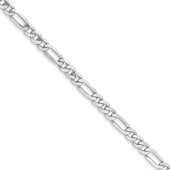3mm 14k White Gold Flat Figaro Chain Necklace 18 Inch